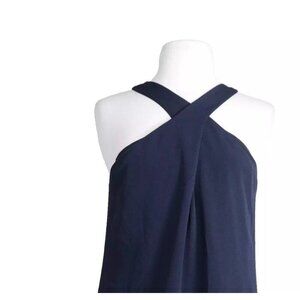 Club Monaco Womens 2 Blue Criss Cross Neck Sleeveless Mini Dress Back Zip